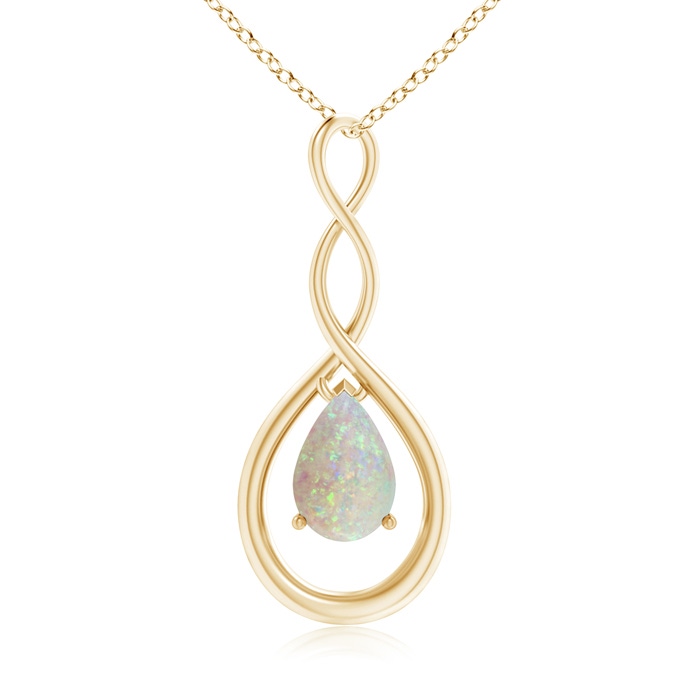9x6mm AAA Pear-Shaped Opal Infinity Loop Pendant in Yellow Gold 