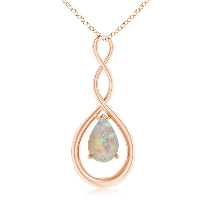 9x6mm AAAA Pear-Shaped Opal Infinity Loop Pendant in Rose Gold 