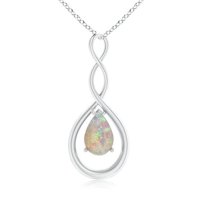 9x6mm AAAA Pear-Shaped Opal Infinity Loop Pendant in White Gold 
