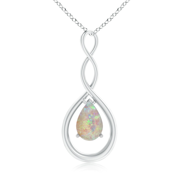 9x6mm AAAA Pear-Shaped Opal Infinity Loop Pendant in White Gold