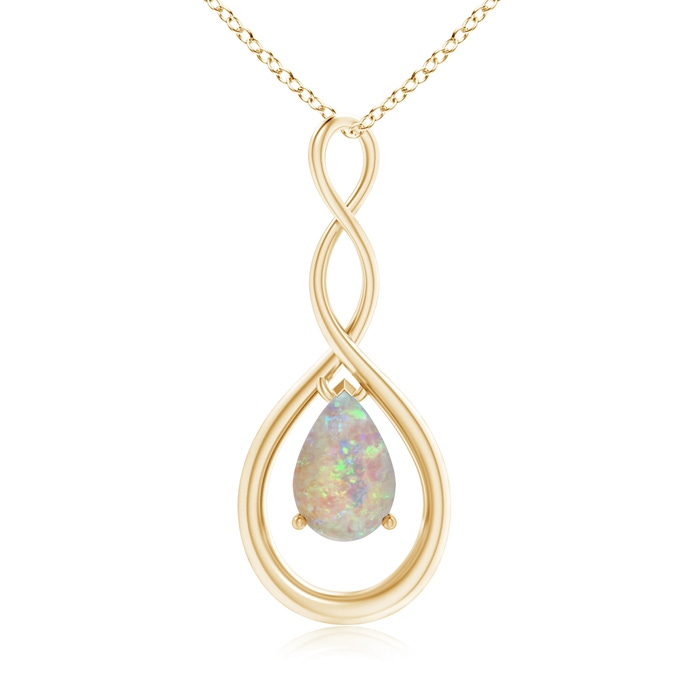 9x6mm AAAA Pear-Shaped Opal Infinity Loop Pendant in Yellow Gold 