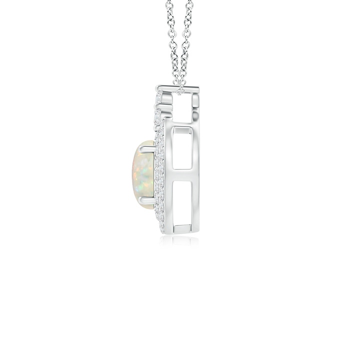 6mm AAA Round Opal and Diamond Double Halo Pendant in White Gold Product Image