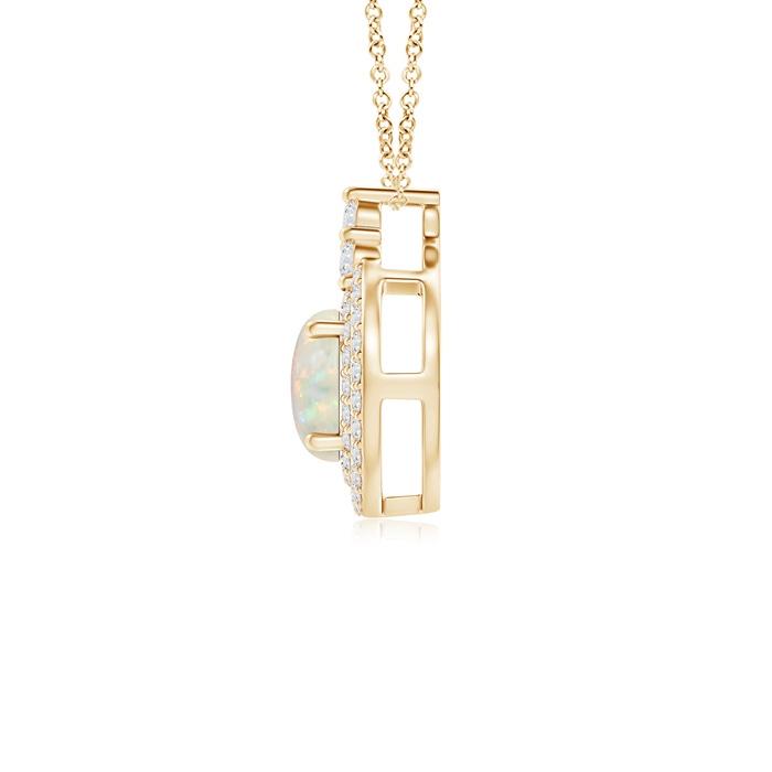 6mm AAA Round Opal and Diamond Double Halo Pendant in Yellow Gold product image
