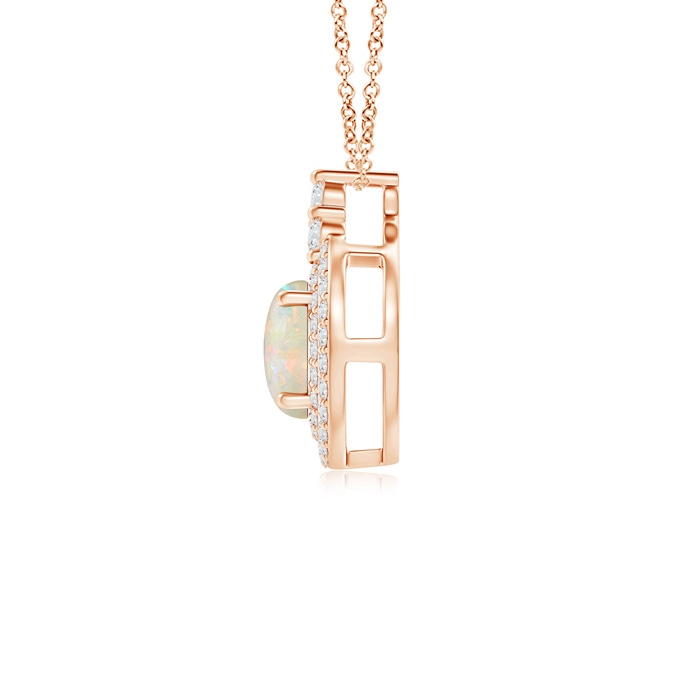 6mm AAAA Round Opal and Diamond Double Halo Pendant in Rose Gold product image