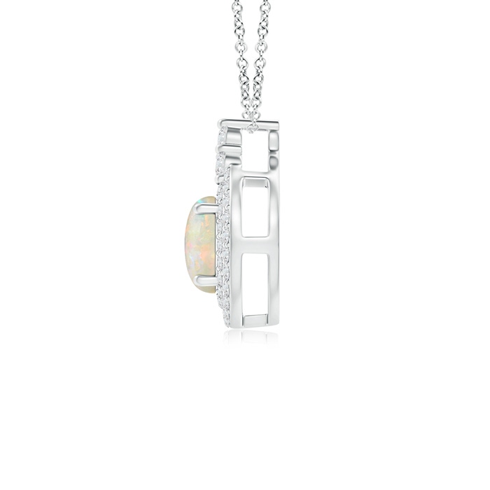 6mm AAAA Round Opal and Diamond Double Halo Pendant in White Gold Product Image