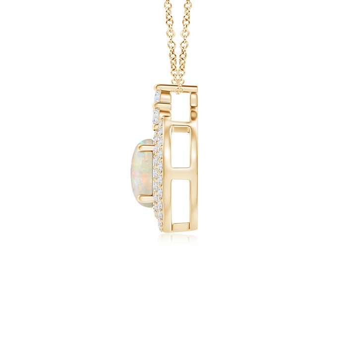 6mm AAAA Round Opal and Diamond Double Halo Pendant in Yellow Gold Product Image