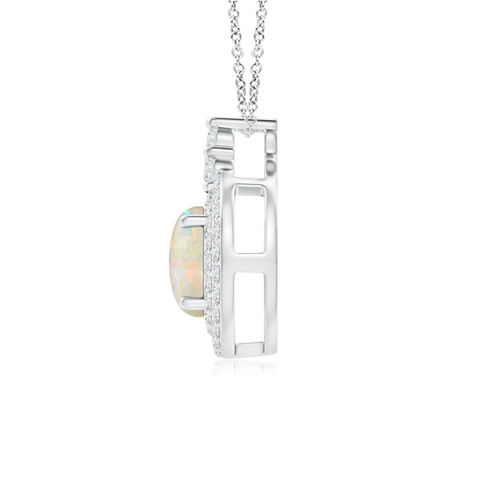 7mm AAAA Round Opal and Diamond Double Halo Pendant in P950 Platinum product image