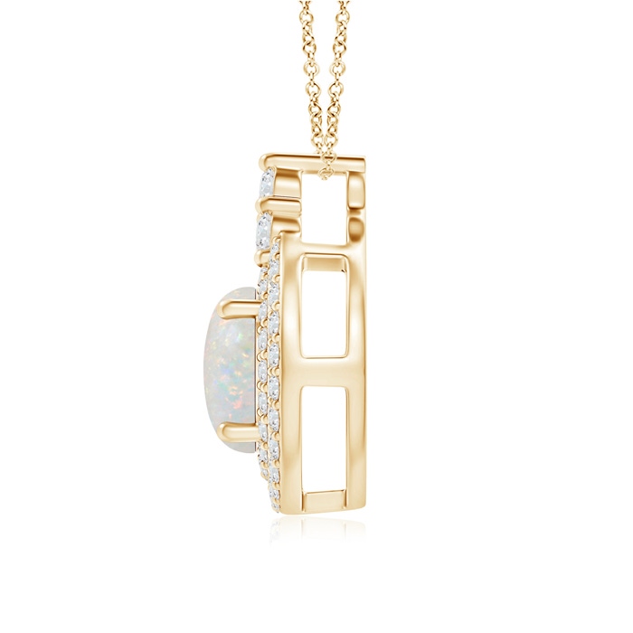 8mm AA Round Opal and Diamond Double Halo Pendant in Yellow Gold product image