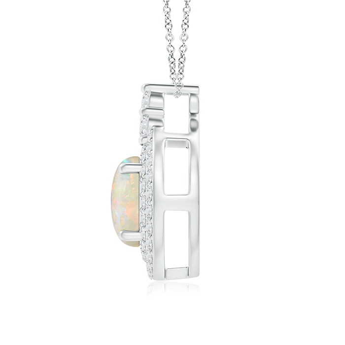 8mm AAAA Round Opal and Diamond Double Halo Pendant in P950 Platinum product image