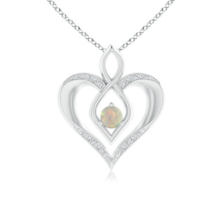 4mm AAAA Opal Infinity Heart Pendant with Diamond Accents in P950 Platinum