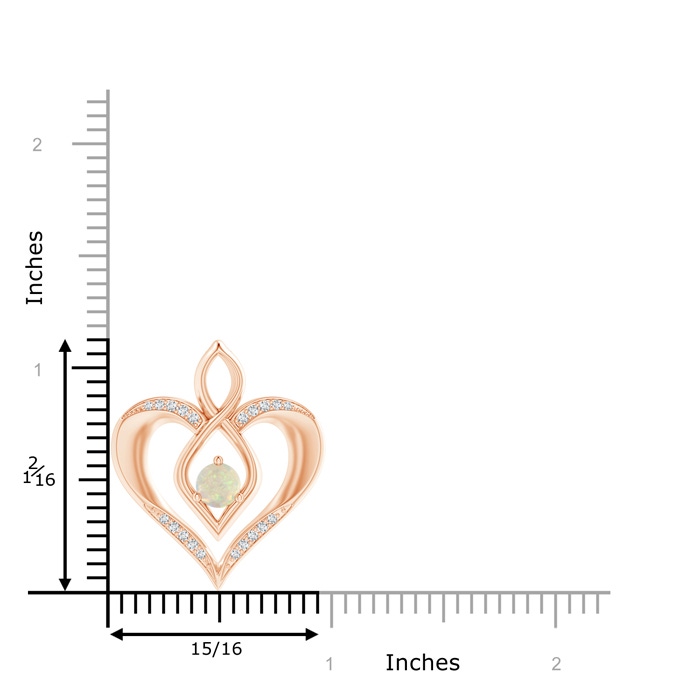 5mm AAA Opal Infinity Heart Pendant with Diamond Accents in Rose Gold product image