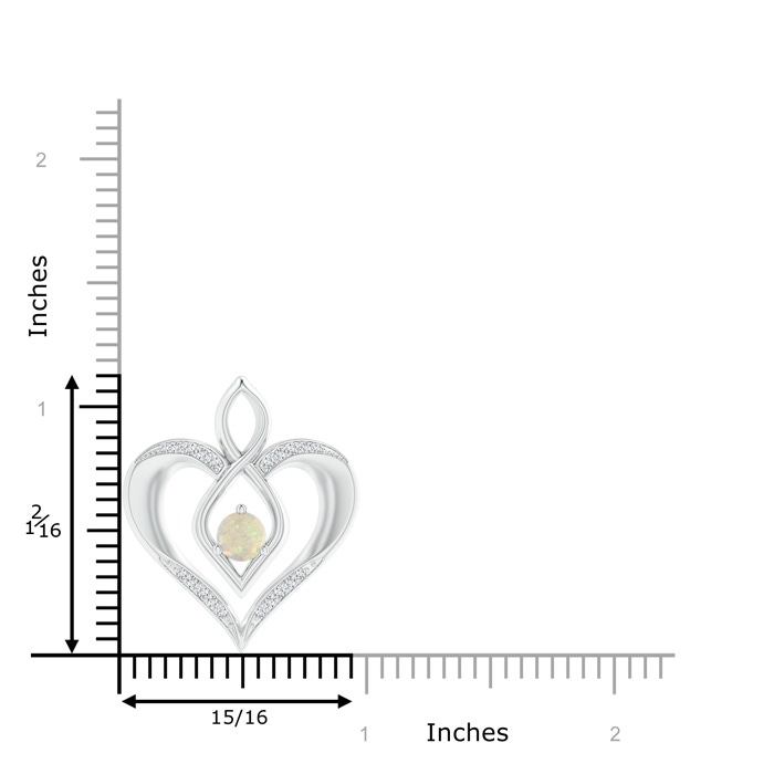 5mm AAA Opal Infinity Heart Pendant with Diamond Accents in White Gold product image