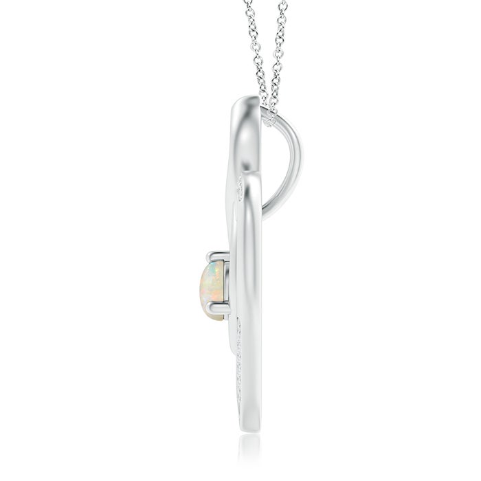 5mm AAAA Opal Infinity Heart Pendant with Diamond Accents in White Gold - side 1