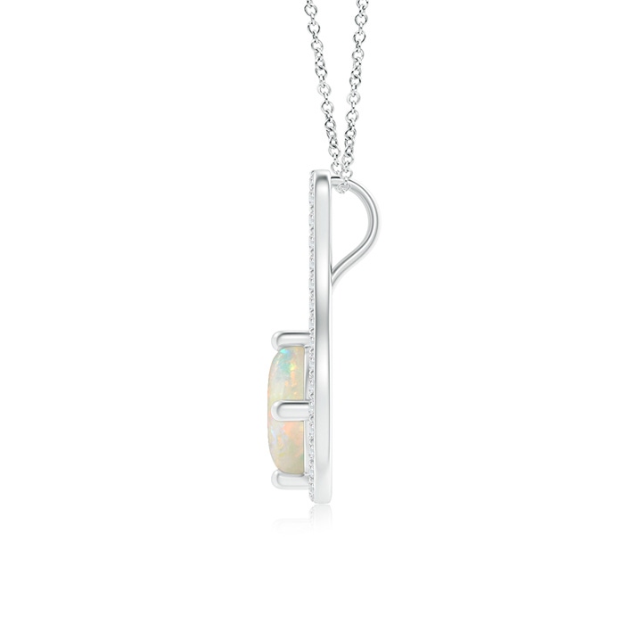 7mm AAAA Floating Round Opal and Diamond Loop Pendant in White Gold Product Image