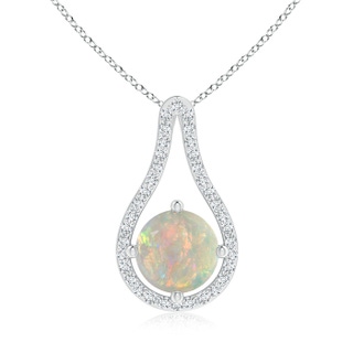8mm AAAA Floating Round Opal and Diamond Loop Pendant in P950 Platinum