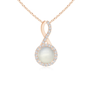 6mm AAA Infinity Round Moonstone and Diamond Halo Pendant in Rose Gold
