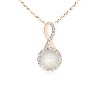 6mm AAAA Infinity Round Moonstone and Diamond Halo Pendant in Rose Gold