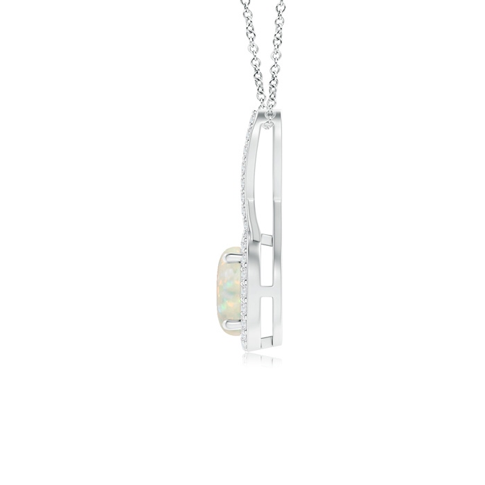 6mm AAA Infinity Round Opal and Diamond Halo Pendant in White Gold product image