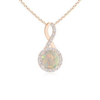 6mm AAAA Infinity Round Opal and Diamond Halo Pendant in 9K Rose Gold
