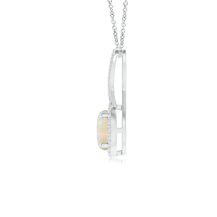 6mm AAAA Infinity Round Opal and Diamond Halo Pendant in P950 Platinum product image