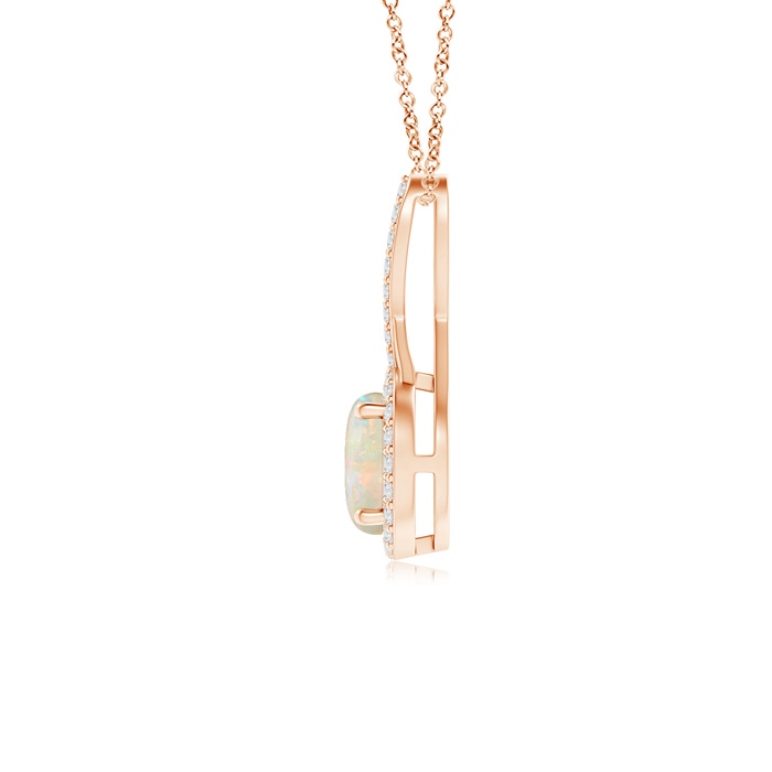 6mm AAAA Infinity Round Opal and Diamond Halo Pendant in Rose Gold Product Image