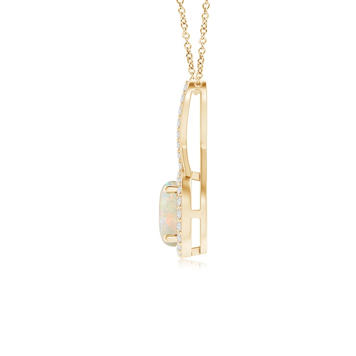 6mm AAAA Infinity Round Opal and Diamond Halo Pendant in Yellow Gold product image