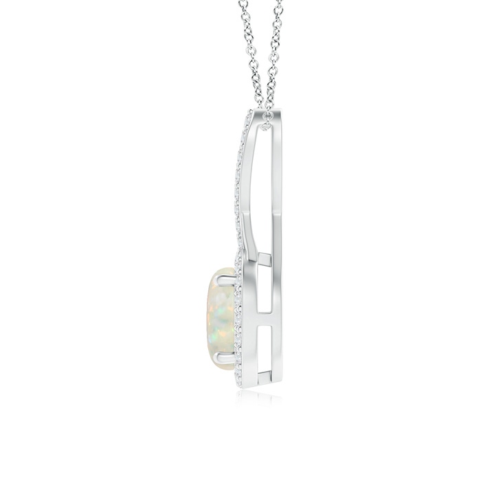7mm AAA Infinity Round Opal and Diamond Halo Pendant in White Gold product image