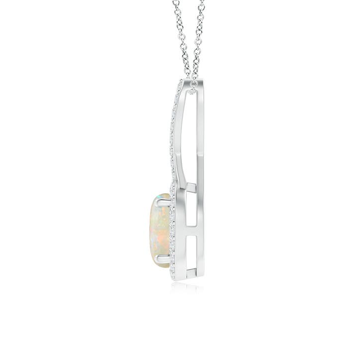 7mm AAAA Infinity Round Opal and Diamond Halo Pendant in P950 Platinum