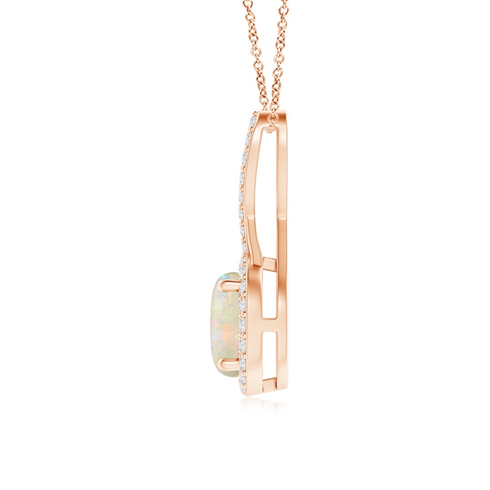7mm AAAA Infinity Round Opal and Diamond Halo Pendant in Rose Gold product image