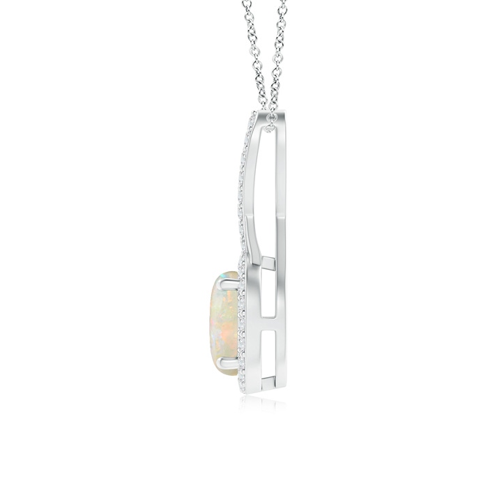 7mm AAAA Infinity Round Opal and Diamond Halo Pendant in White Gold Product Image