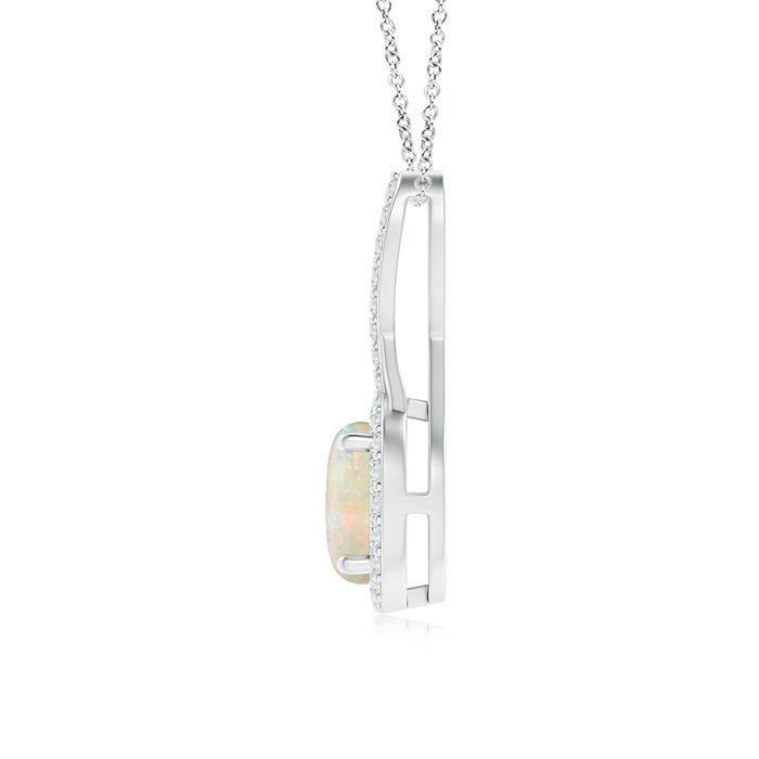7mm AAAA Infinity Round Opal and Diamond Halo Pendant in White Gold product image