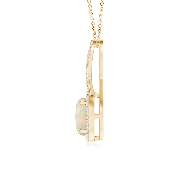 7mm AAAA Infinity Round Opal and Diamond Halo Pendant in Yellow Gold product image