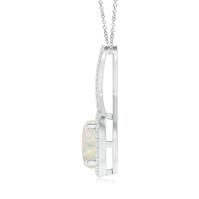 8mm AAA Infinity Round Opal and Diamond Halo Pendant in White Gold product image