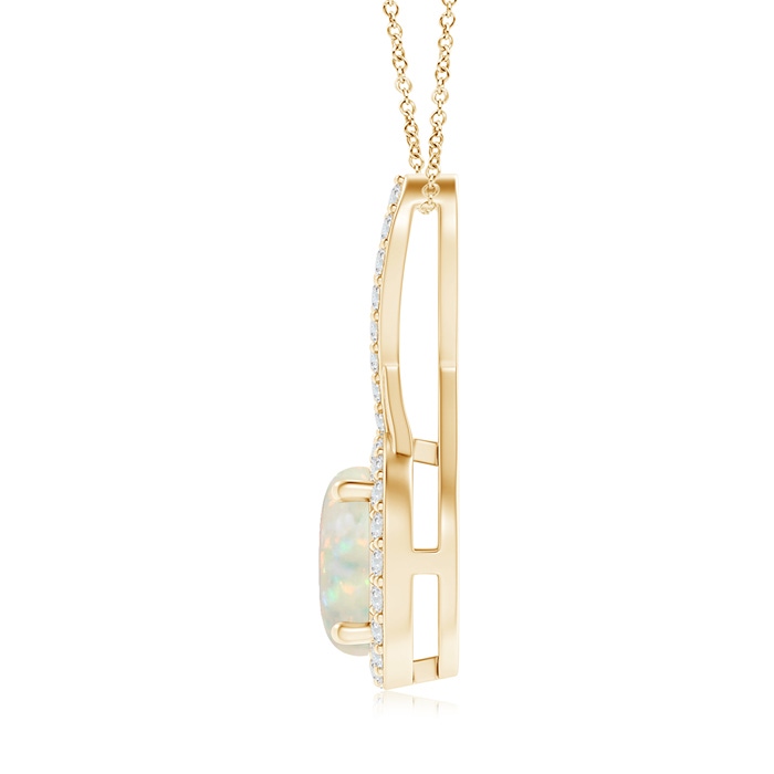 8mm AAA Infinity Round Opal and Diamond Halo Pendant in Yellow Gold product image