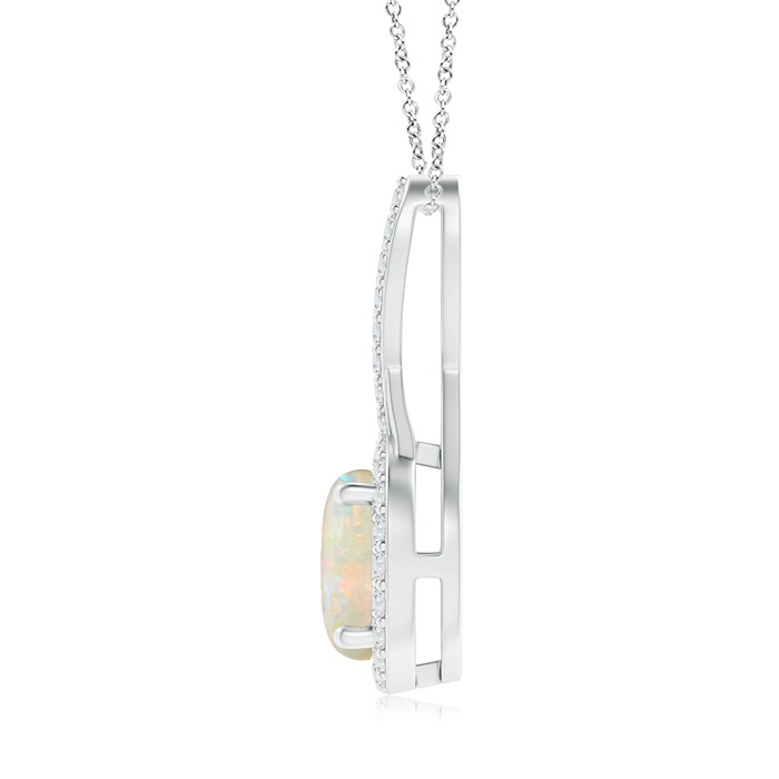 8mm AAAA Infinity Round Opal and Diamond Halo Pendant in White Gold product image
