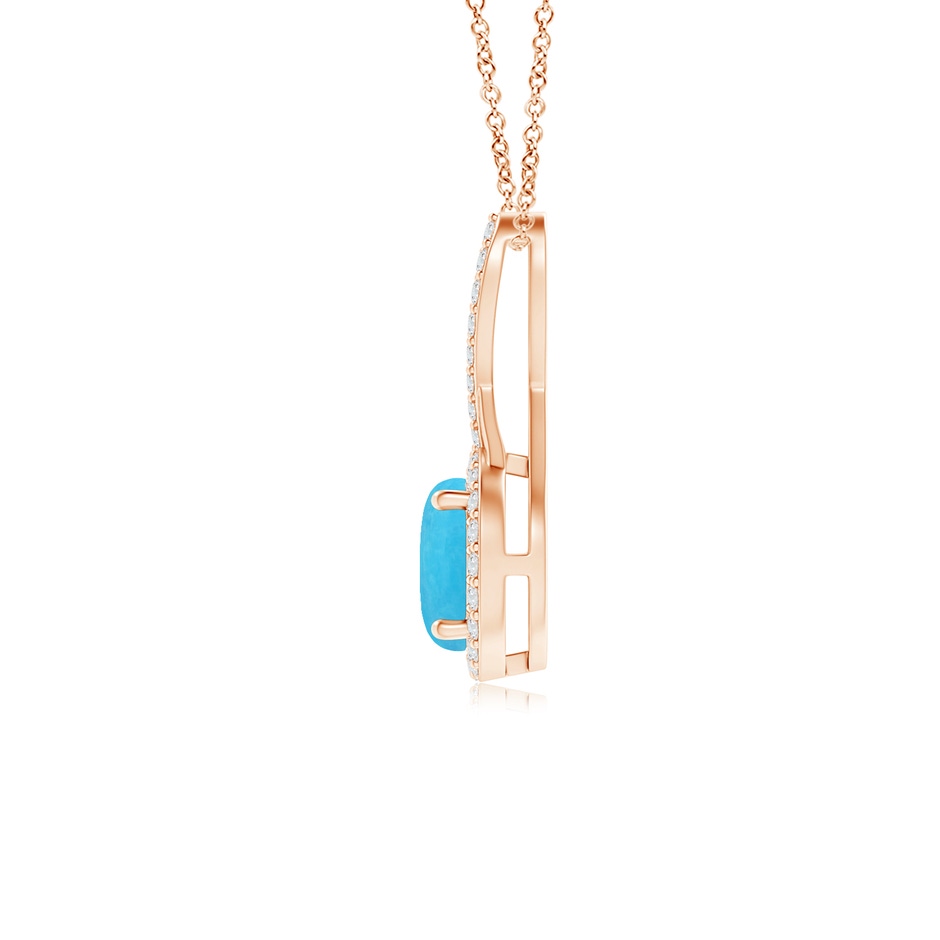 6mm A Infinity Round Turquoise and Diamond Halo Pendant in Rose Gold side 199