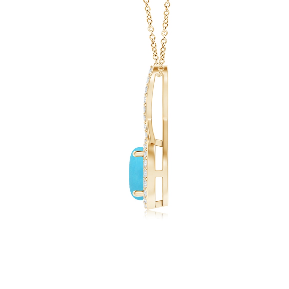 6mm AA Infinity Round Turquoise and Diamond Halo Pendant in Yellow Gold side 199