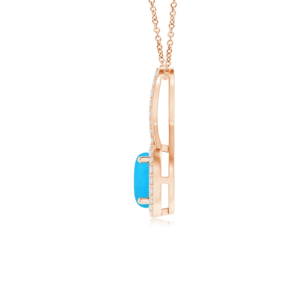 6mm AAAA Infinity Round Turquoise and Diamond Halo Pendant in Rose Gold - side 199