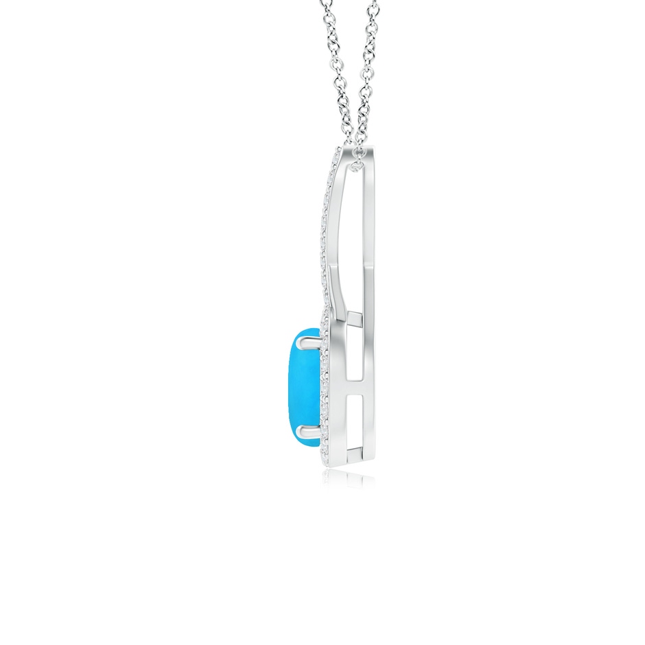 6mm AAAA Infinity Round Turquoise and Diamond Halo Pendant in White Gold side 199