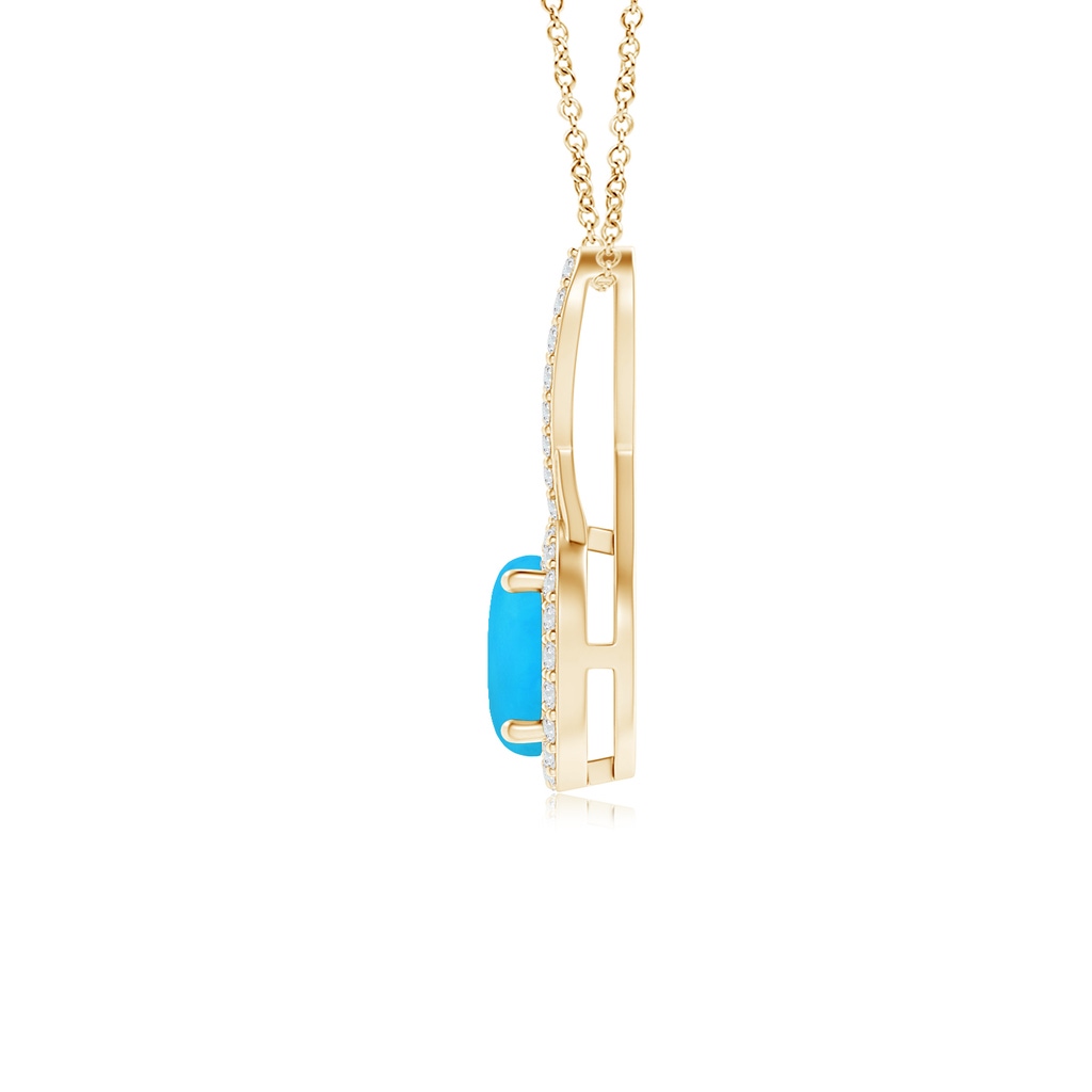6mm AAAA Infinity Round Turquoise and Diamond Halo Pendant in Yellow Gold - side 199