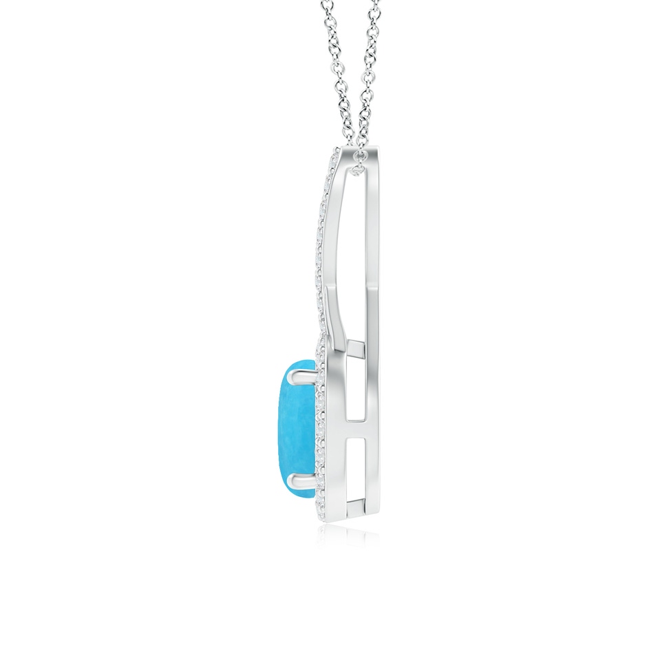 7mm A Infinity Round Turquoise and Diamond Halo Pendant in White Gold side 199