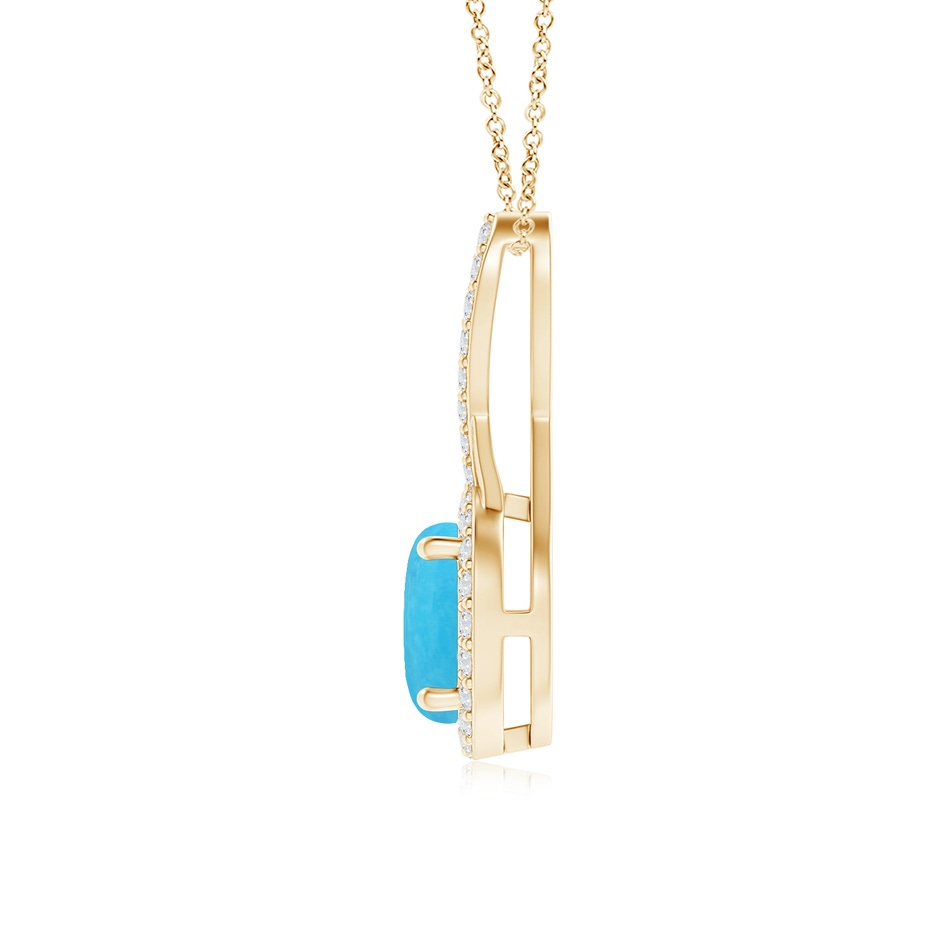 7mm A Infinity Round Turquoise and Diamond Halo Pendant in Yellow Gold side 199