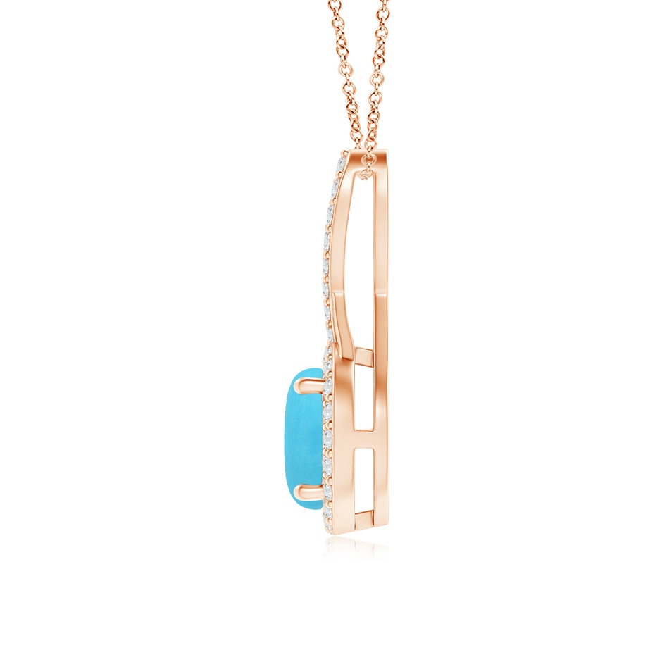 7mm AA Infinity Round Turquoise and Diamond Halo Pendant in Rose Gold side 199