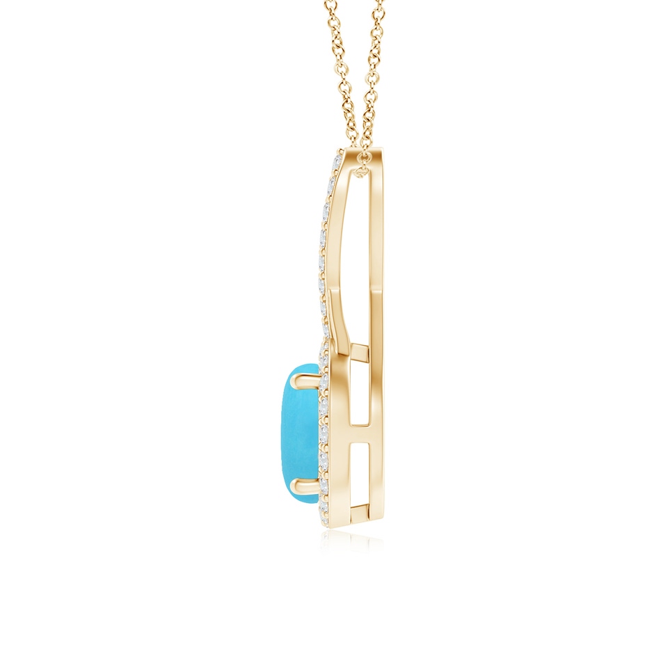 7mm AA Infinity Round Turquoise and Diamond Halo Pendant in Yellow Gold side 199