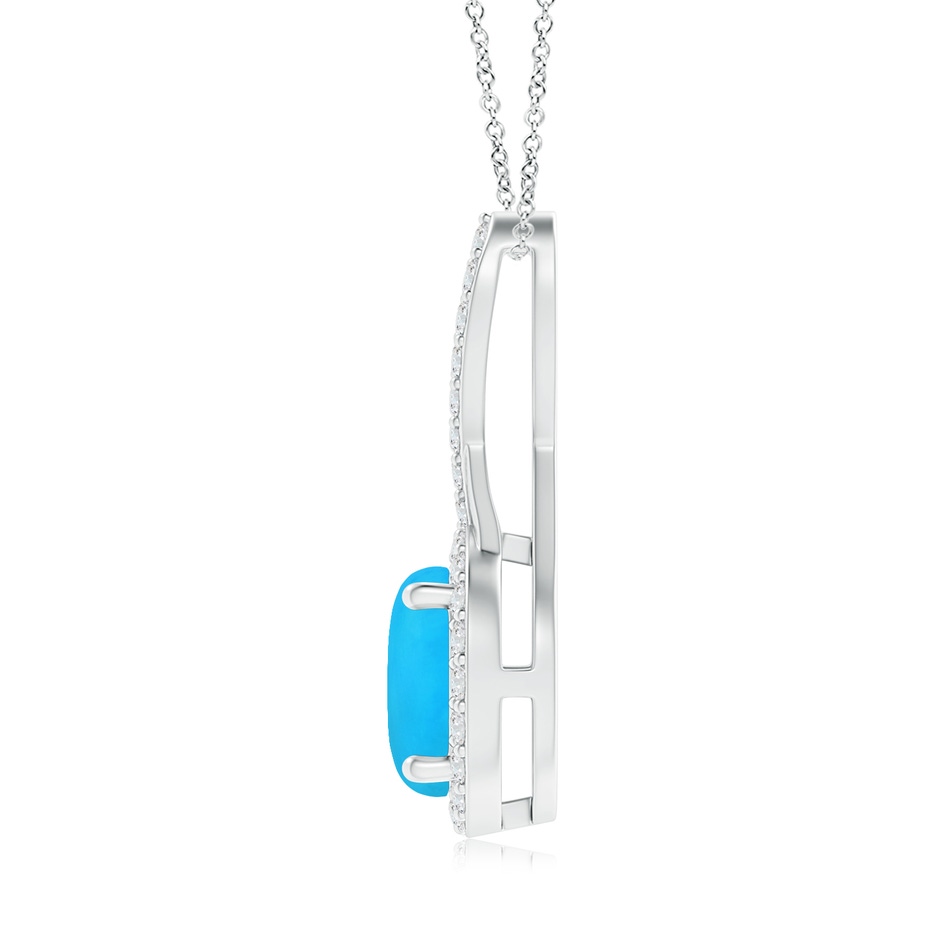 8mm AAAA Infinity Round Turquoise and Diamond Halo Pendant in White Gold side 199