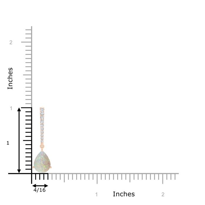8x6mm AAA Opal Solitaire Long Drop Pendant with Diamond Studded Bale in Rose Gold product image