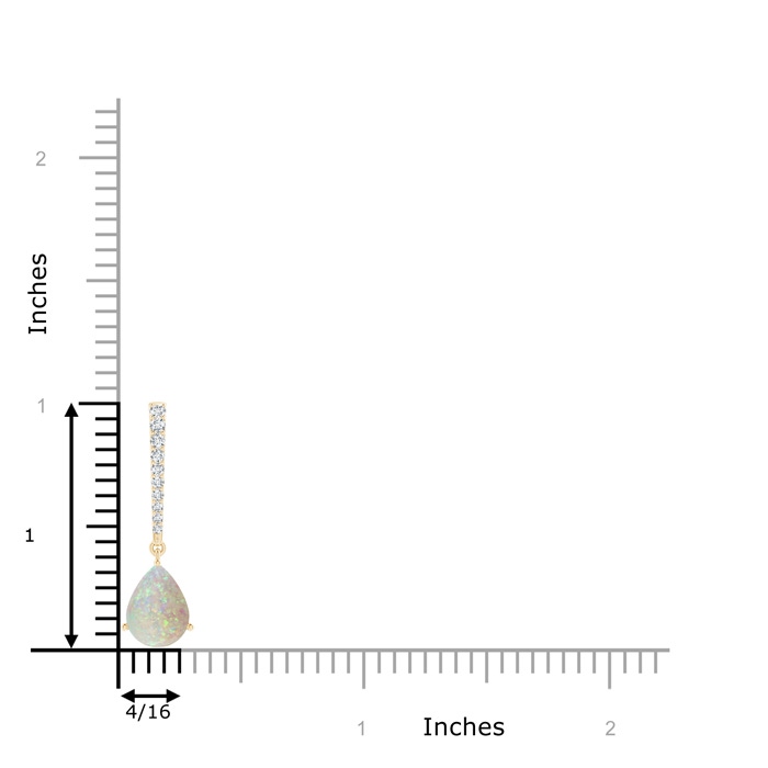 8x6mm AAA Opal Solitaire Long Drop Pendant with Diamond Studded Bale in Yellow Gold product image