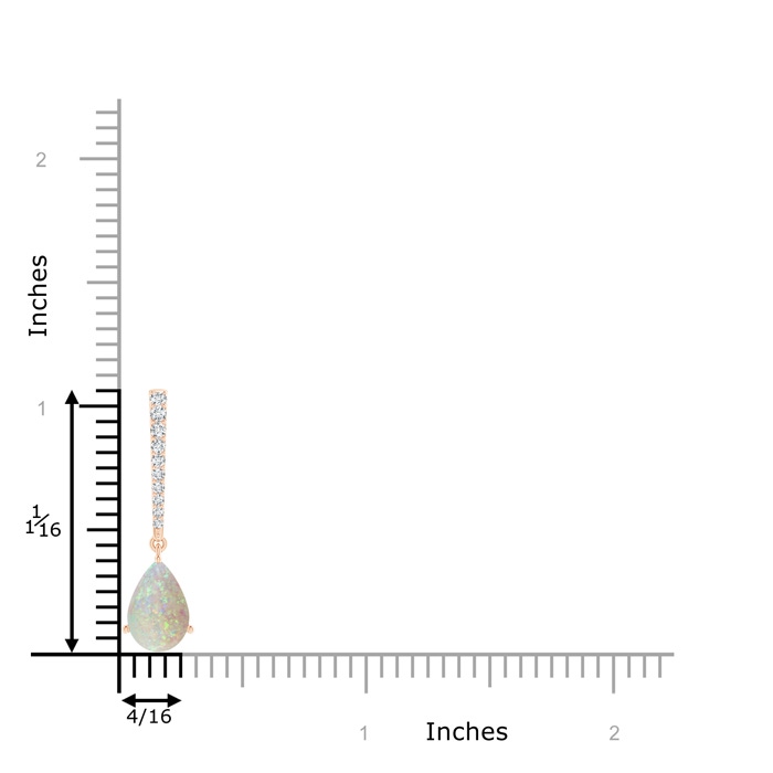 9x6mm AAA Opal Solitaire Long Drop Pendant with Diamond Studded Bale in Rose Gold product image