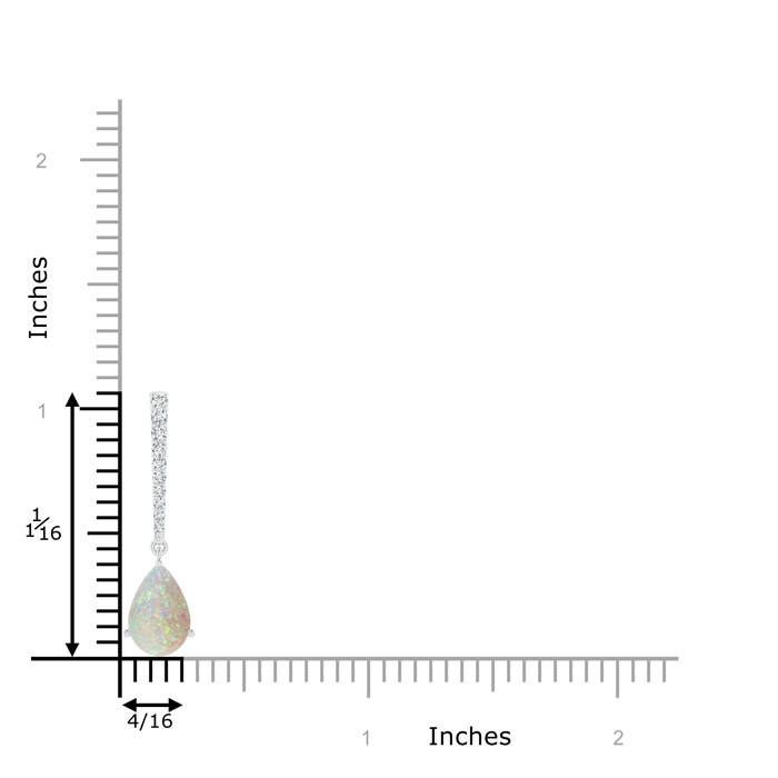9x6mm AAA Opal Solitaire Long Drop Pendant with Diamond Studded Bale in White Gold product image