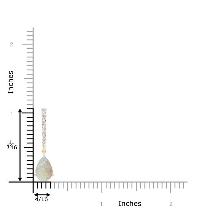 9x6mm AAA Opal Solitaire Long Drop Pendant with Diamond Studded Bale in Yellow Gold product image